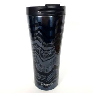 Starbucks 16oz 2018 Metal Tumbler ChromeWith Wavy Black Lines